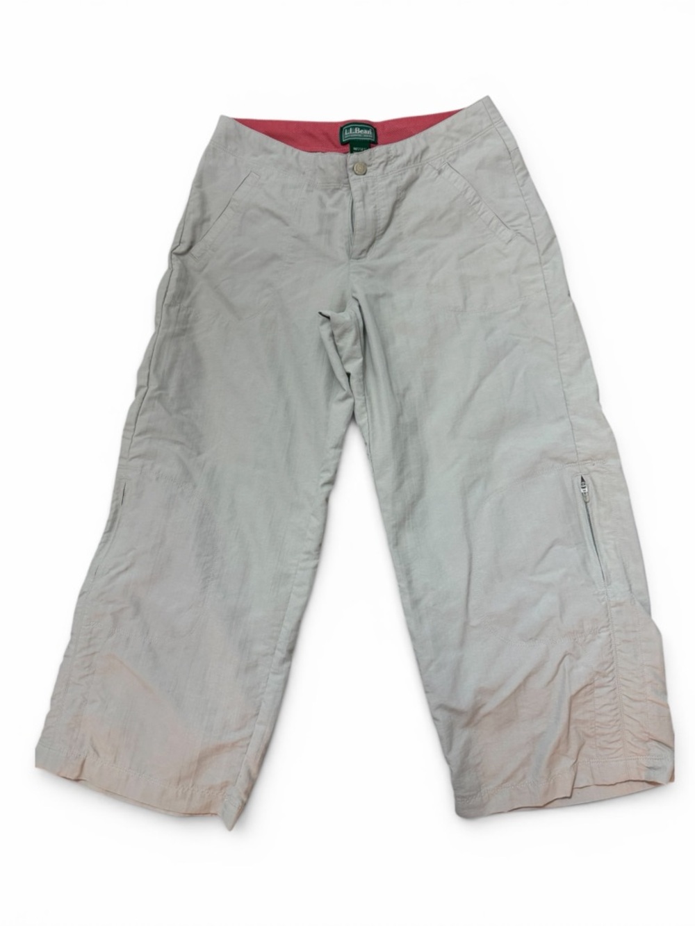 L.L. Bean Women’s Light Gray Casual Cropped Cargo Pants - Relaxed Fit